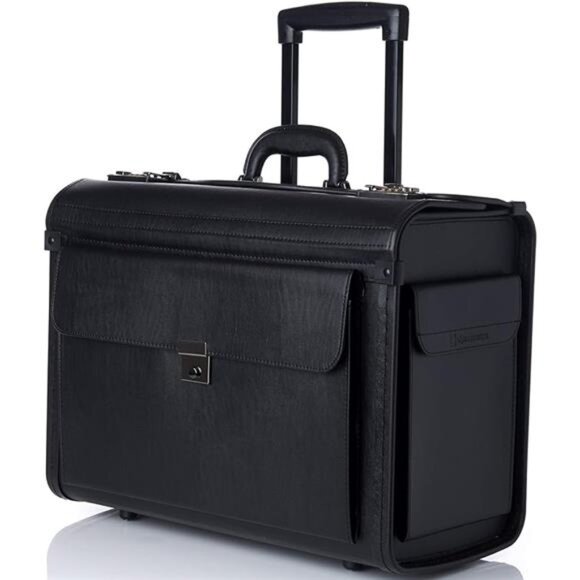 Rolling 17" Laptop Briefcase on Wheels Attache Lawyers Case Legal Size - Picture 7 of 7